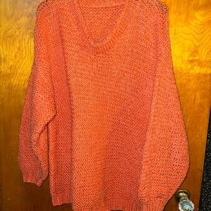 Hand knit women’s sweater orange size L
